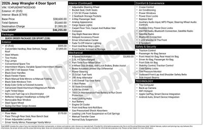 2026 Jeep Wrangler WRANGLER 4-DOOR SPORT