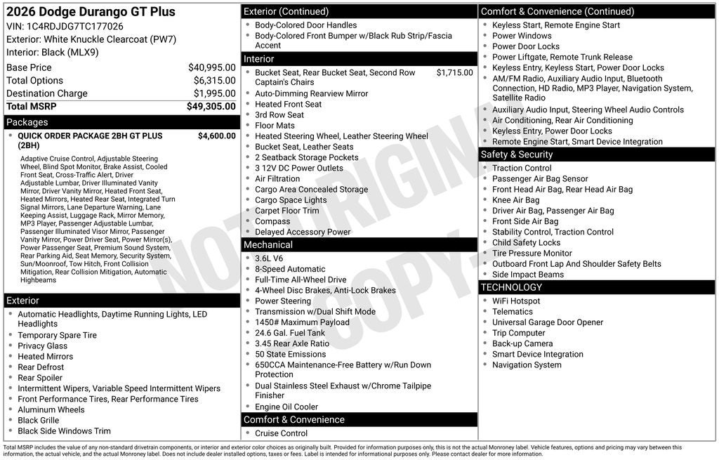 2026 Dodge Durango DURANGO GT PLUS AWD