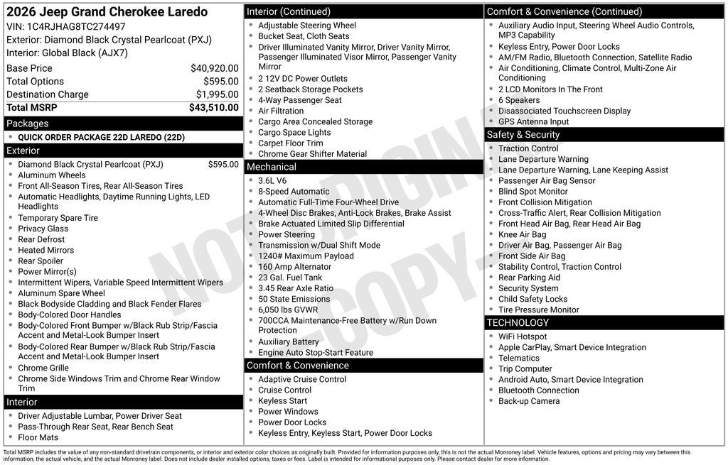 2026 Jeep Grand Cherokee GRAND CHEROKEE LAREDO 4X4