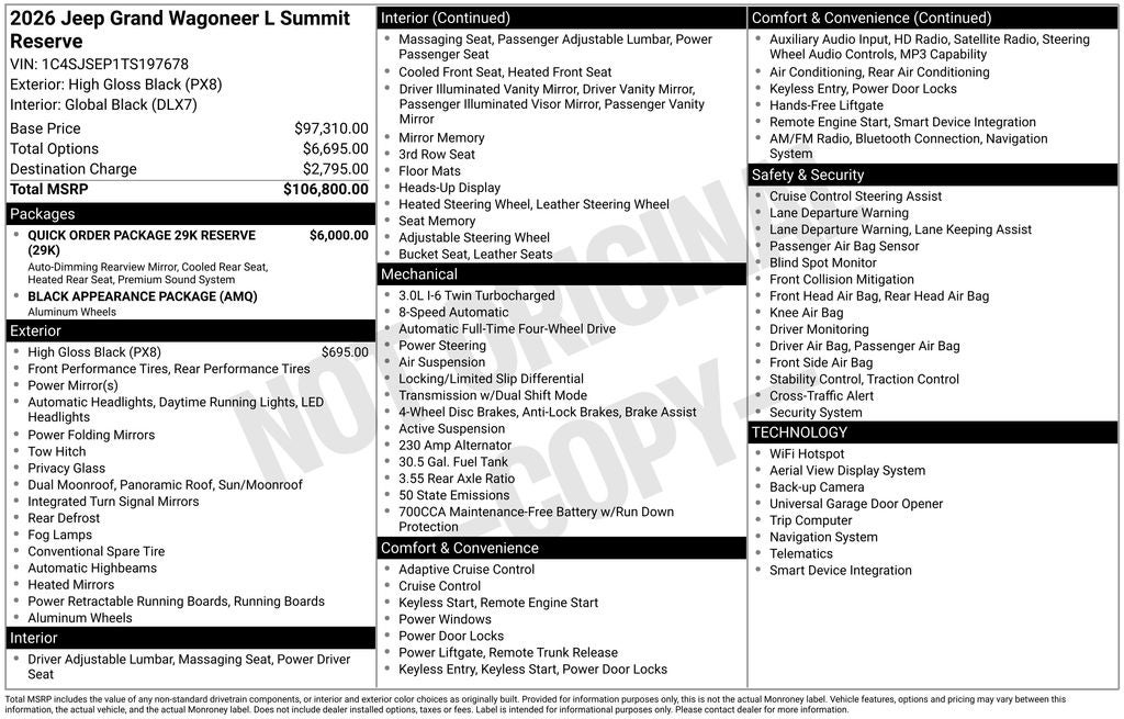 2026 Jeep Grand Wagoneer L GRAND WAGONEER L SUMMIT RESERVE 4X4