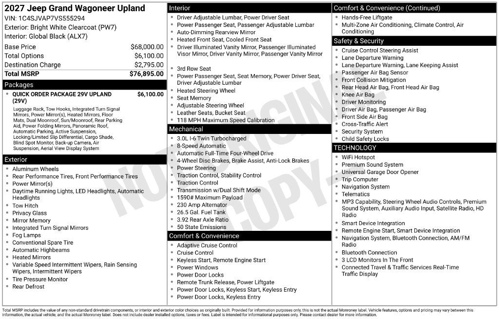 2027 Jeep Grand Wagoneer GRAND WAGONEER UPLAND 4X4
