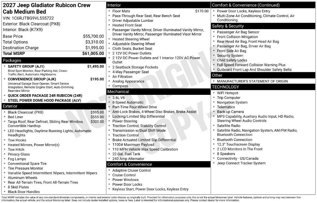 2027 Jeep Gladiator Rubicon