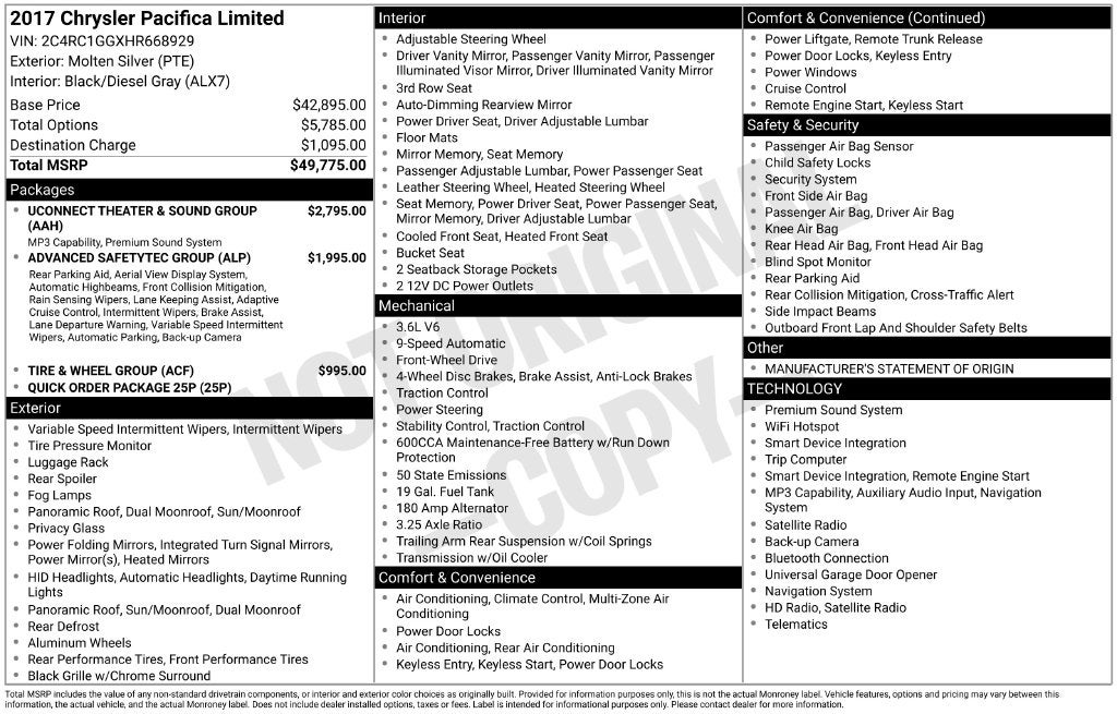 2017 Chrysler Pacifica Limited