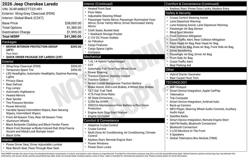 2026 Jeep Cherokee CHEROKEE LAREDO 4X4
