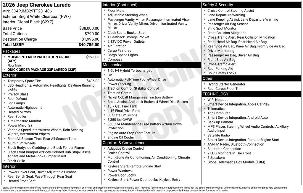 2026 Jeep Cherokee CHEROKEE LAREDO 4X4