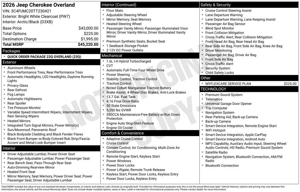 2026 Jeep Cherokee CHEROKEE OVERLAND 4X4