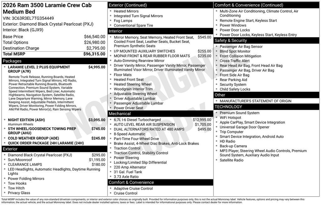 2026 RAM Ram 3500 RAM 3500 LARAMIE CREW CAB 4X4 6'4' BOX