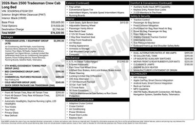 2026 RAM 2500 RAM 2500 TRADESMAN CREW CAB 4X4 8' BOX