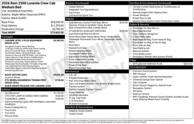2026 RAM Ram 2500 RAM 2500 LARAMIE CREW CAB 4X4 6'4' BOX