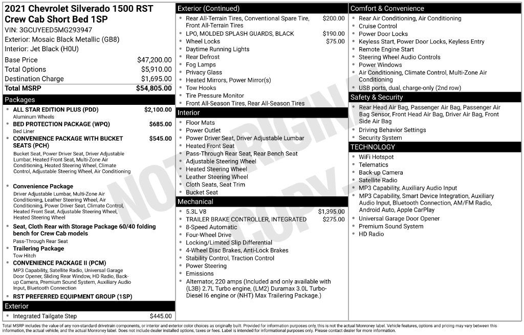 2021 Chevrolet Silverado 1500 4WD Crew Cab Short Bed RST
